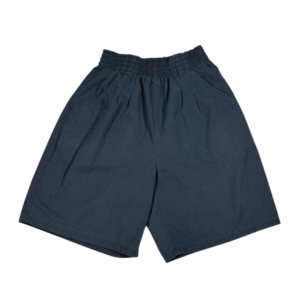 Casual Black Elastic Waist Shorts